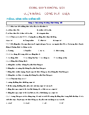 Bài tập trắc nghiệm Vật lí 11 - Bài 8 Dòng điện không đổi - điện năng - công suất điện (Có đáp án)